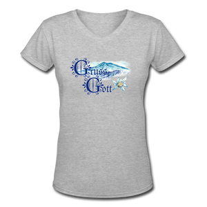 Grüss Gott - Women's Shallow V-Neck T-Shirt - gray