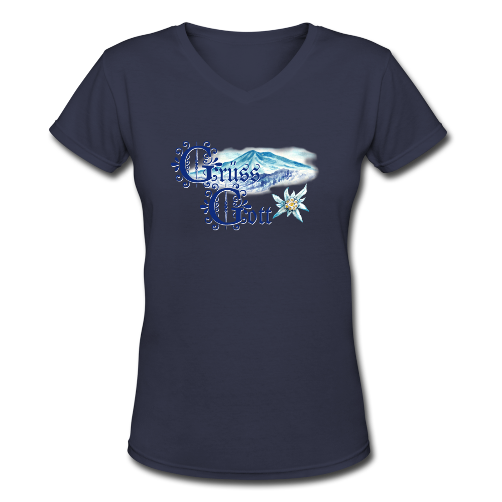 Grüss Gott - Women's Shallow V-Neck T-Shirt - navy