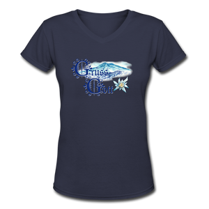 Grüss Gott - Women's Shallow V-Neck T-Shirt - navy