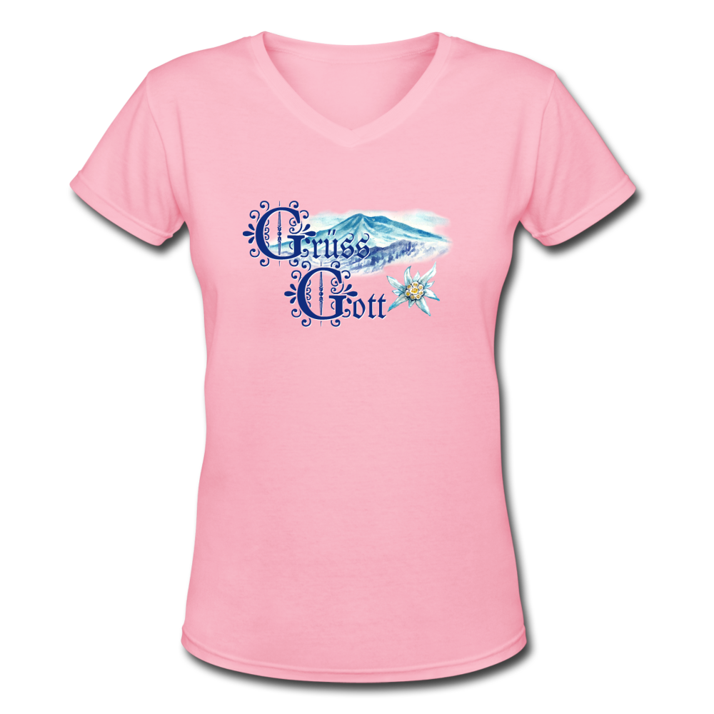 Grüss Gott - Women's Shallow V-Neck T-Shirt - pink