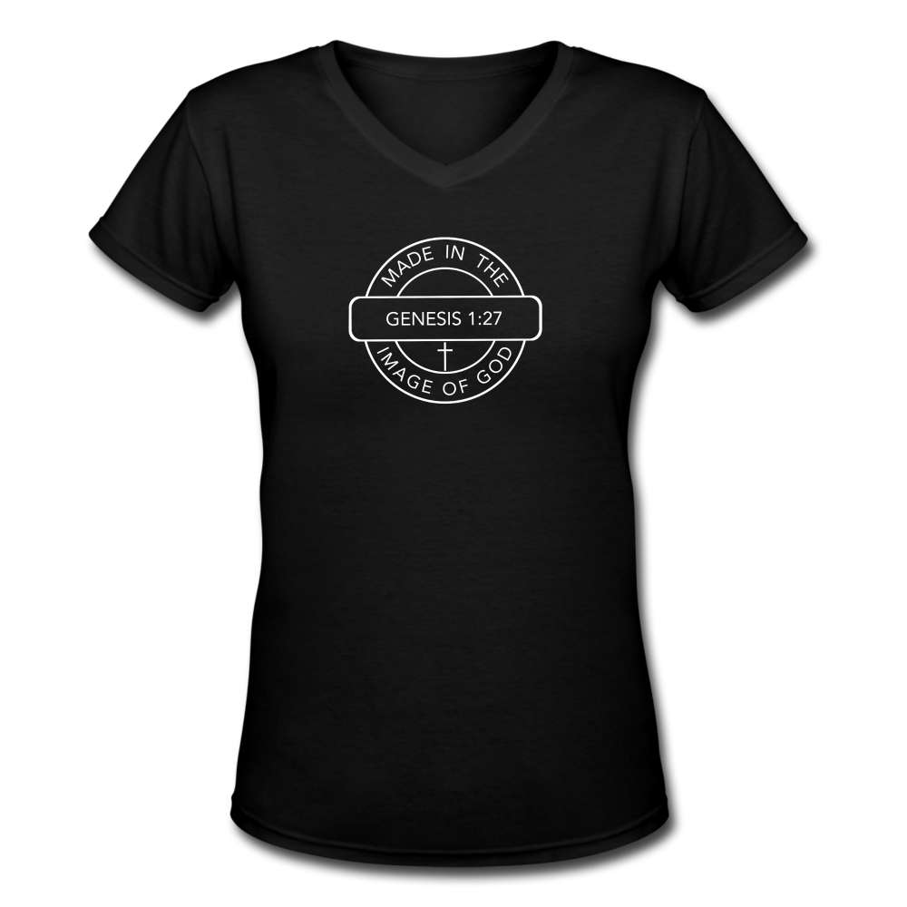 Made in the Image of God - Women's Shallow V-Neck T-Shirt - black