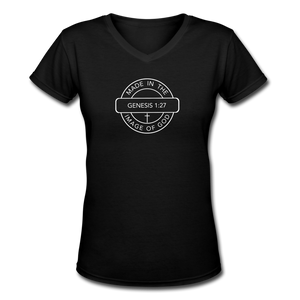 Made in the Image of God - Women's Shallow V-Neck T-Shirt - black