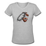 Heart for the Savior - Women's Shallow V-Neck T-Shirt - gray