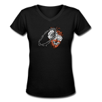 Heart for the Savior - Women's Shallow V-Neck T-Shirt - black