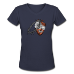 Heart for the Savior - Women's Shallow V-Neck T-Shirt - navy
