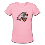 Heart for the Savior - Women's Shallow V-Neck T-Shirt - pink