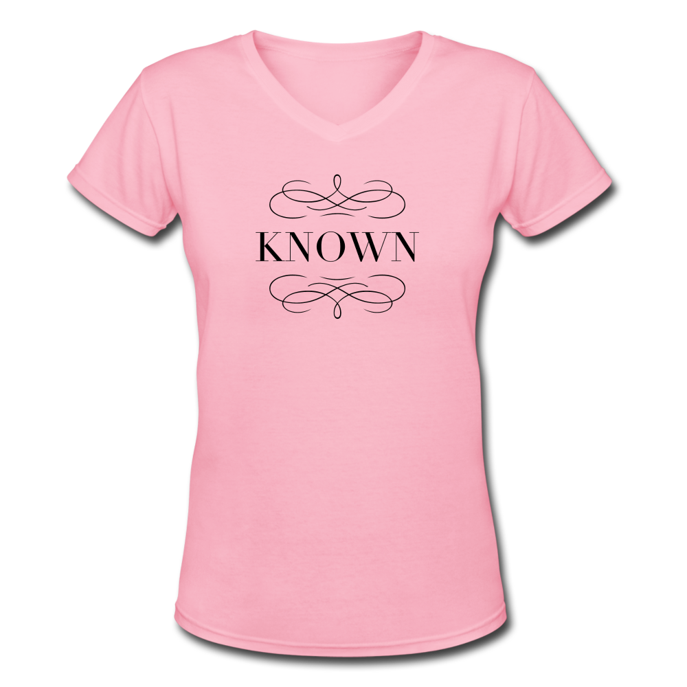 Known - Women's Shallow V-Neck T-Shirt - pink
