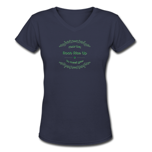 May the Road Rise Up to Meet You - Women's Shallow V-Neck T-Shirt - navy