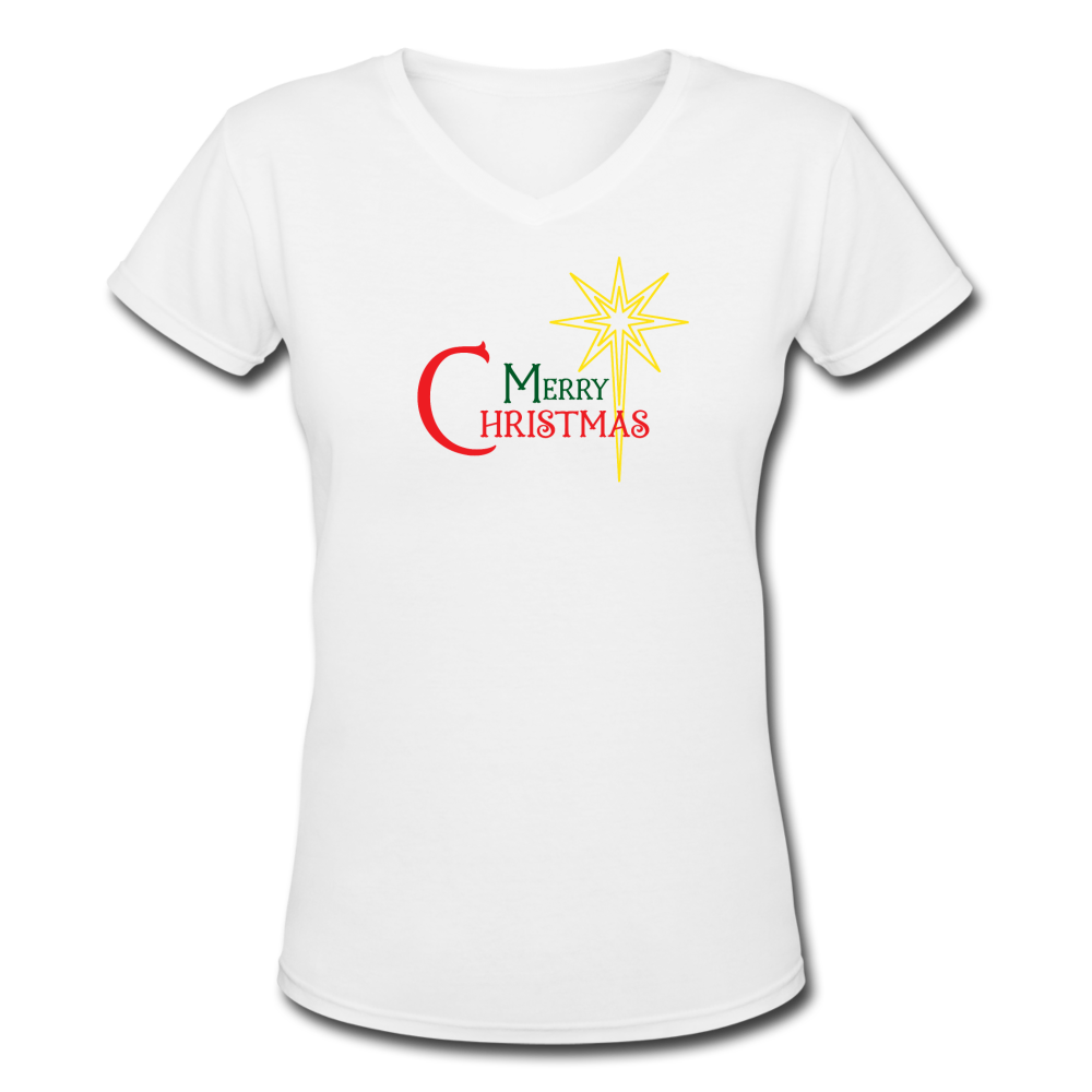 Merry Christmas - Women's Shallow V-Neck T-Shirt - white