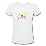 Merry Christmas - Women's Shallow V-Neck T-Shirt - white