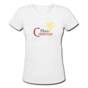 Merry Christmas - Women's Shallow V-Neck T-Shirt - white