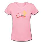 Merry Christmas - Women's Shallow V-Neck T-Shirt - pink