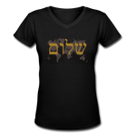 Peace on Earth - Women's Shallow V-Neck T-Shirt - black