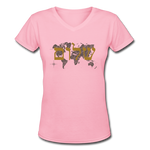 Peace on Earth - Women's Shallow V-Neck T-Shirt - pink