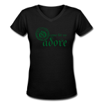 O Come Let Us Adore - Women's Shallow V-Neck T-Shirt - black