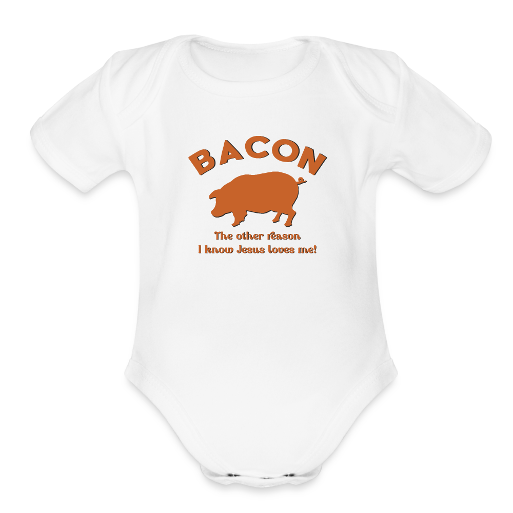 Bacon - Organic Short Sleeve Baby Bodysuit - white