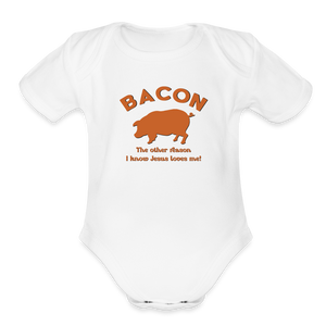 Bacon - Organic Short Sleeve Baby Bodysuit - white