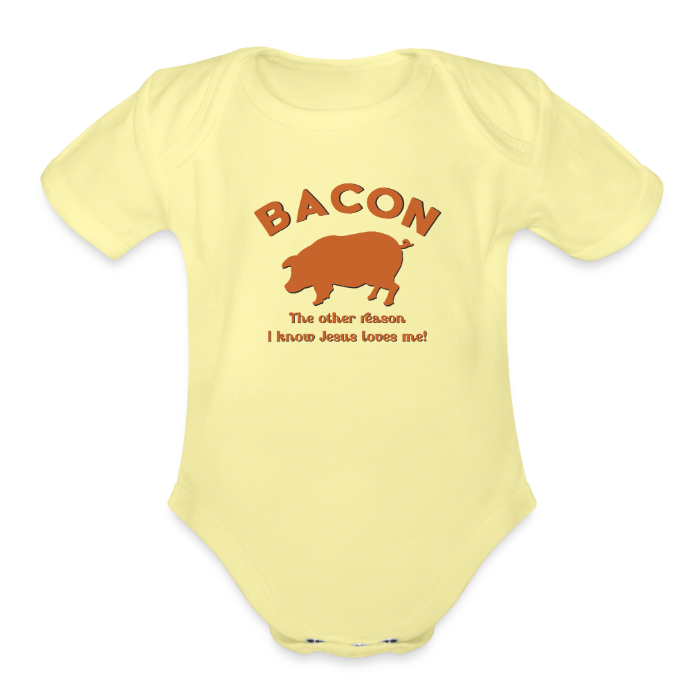 Bacon - Organic Short Sleeve Baby Bodysuit - washed yellow