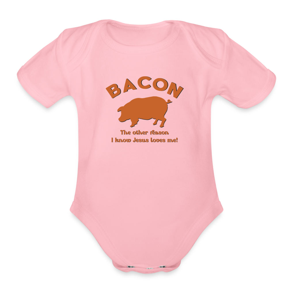 Bacon - Organic Short Sleeve Baby Bodysuit - light pink