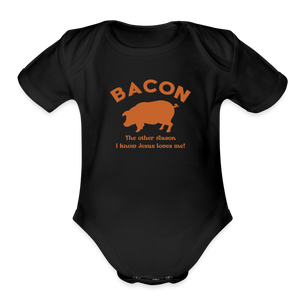 Bacon - Organic Short Sleeve Baby Bodysuit - black
