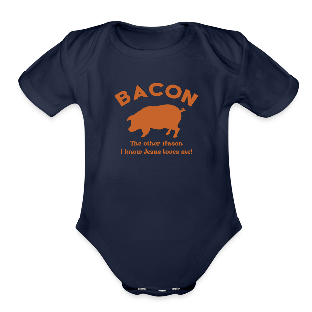 Bacon - Organic Short Sleeve Baby Bodysuit - dark navy