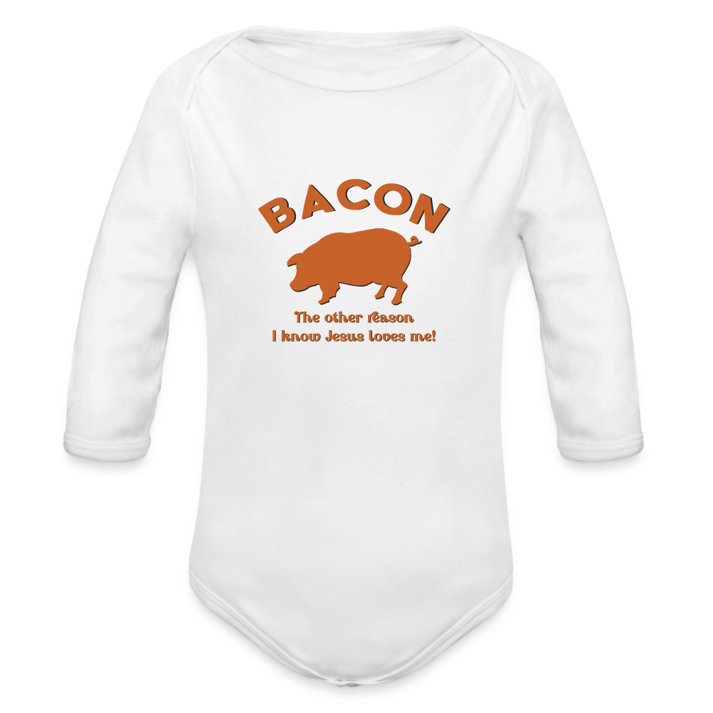 Bacon - Organic Long Sleeve Baby Bodysuit - white