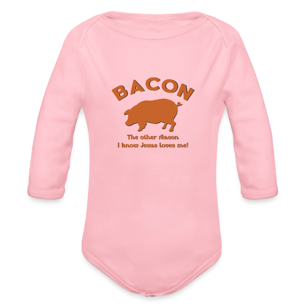 Bacon - Organic Long Sleeve Baby Bodysuit - light pink