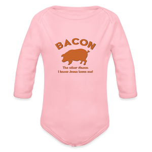 Bacon - Organic Long Sleeve Baby Bodysuit - light pink