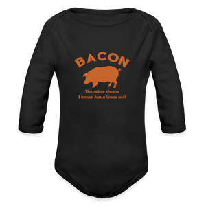Bacon - Organic Long Sleeve Baby Bodysuit - black