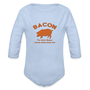 Bacon - Organic Long Sleeve Baby Bodysuit - sky