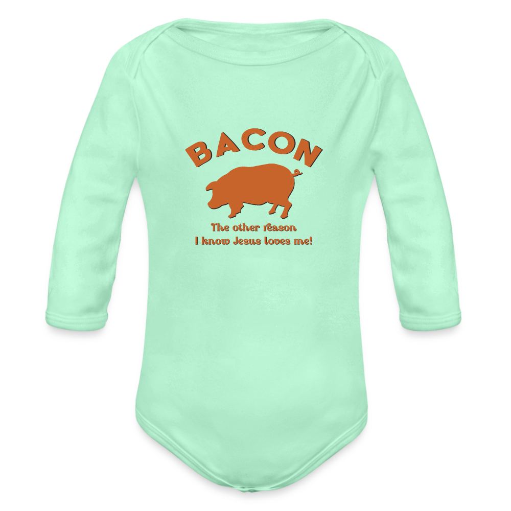 Bacon - Organic Long Sleeve Baby Bodysuit - light mint