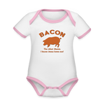 Bacon - Organic Contrast Short Sleeve Baby Bodysuit - white/pink