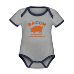 Bacon - Organic Contrast Short Sleeve Baby Bodysuit - heather gray/navy