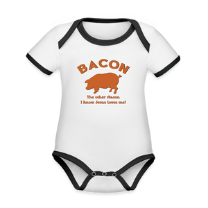 Bacon - Organic Contrast Short Sleeve Baby Bodysuit - white/black