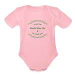 May the Road Rise Up to Meet You - Organic Short Sleeve Baby Bodysuit - light pink