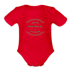 May the Road Rise Up to Meet You - Organic Short Sleeve Baby Bodysuit - red