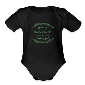 May the Road Rise Up to Meet You - Organic Short Sleeve Baby Bodysuit - black