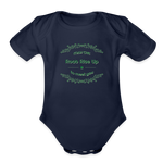 May the Road Rise Up to Meet You - Organic Short Sleeve Baby Bodysuit - dark navy