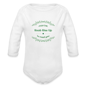 May the Road Rise Up to Meet You - Organic Long Sleeve Baby Bodysuit - white