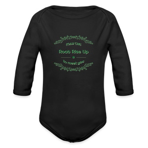 May the Road Rise Up to Meet You - Organic Long Sleeve Baby Bodysuit - black