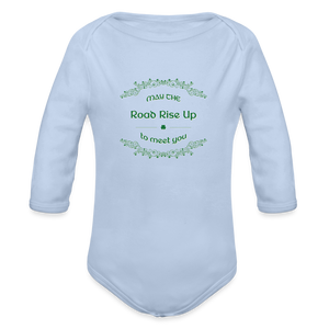 May the Road Rise Up to Meet You - Organic Long Sleeve Baby Bodysuit - sky