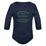 May the Road Rise Up to Meet You - Organic Long Sleeve Baby Bodysuit - dark navy