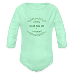 May the Road Rise Up to Meet You - Organic Long Sleeve Baby Bodysuit - light mint