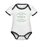 May the Road Rise Up to Meet You - Organic Contrast Short Sleeve Baby Bodysuit - white/black