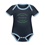 May the Road Rise Up to Meet You - Organic Contrast Short Sleeve Baby Bodysuit - navy/sky