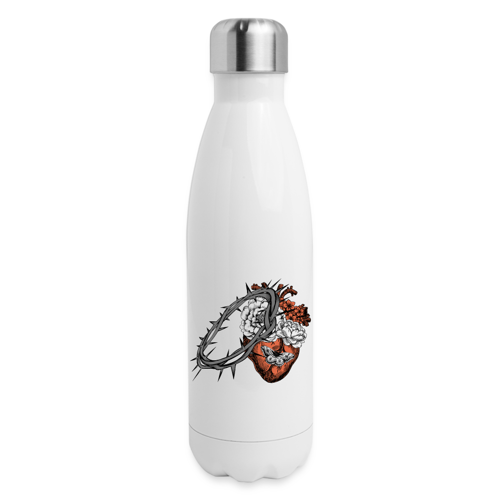 Heart for the Savior - Insulated Stainless Steel Water Bottle - white