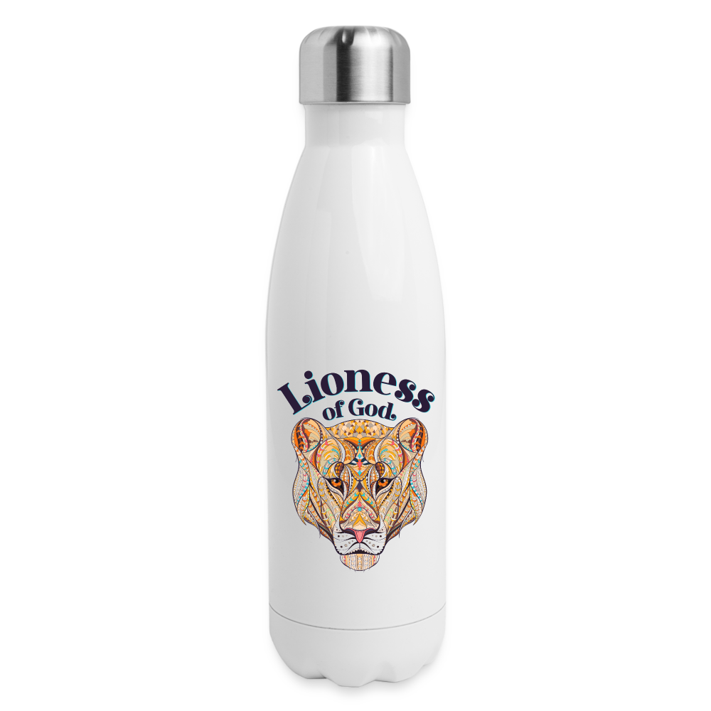Lioness of God - Insulated Stainless Steel Water Bottle - white