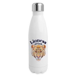 Lioness of God - Insulated Stainless Steel Water Bottle - white