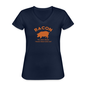 Bacon - Women's V-Neck T-Shirt - navy