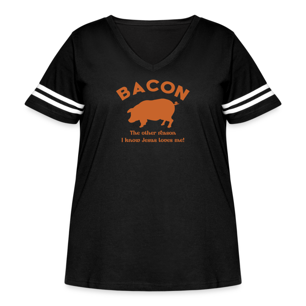 Bacon - Women's Curvy Vintage Sport T-Shirt - black/white